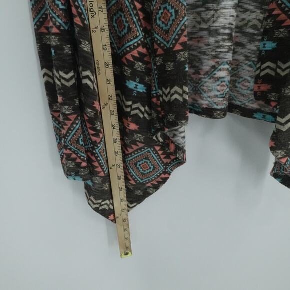 Aztec Print Cardigan Open Front Southwestern Boho Layering Festival Womens Small - Picture 9 of 9